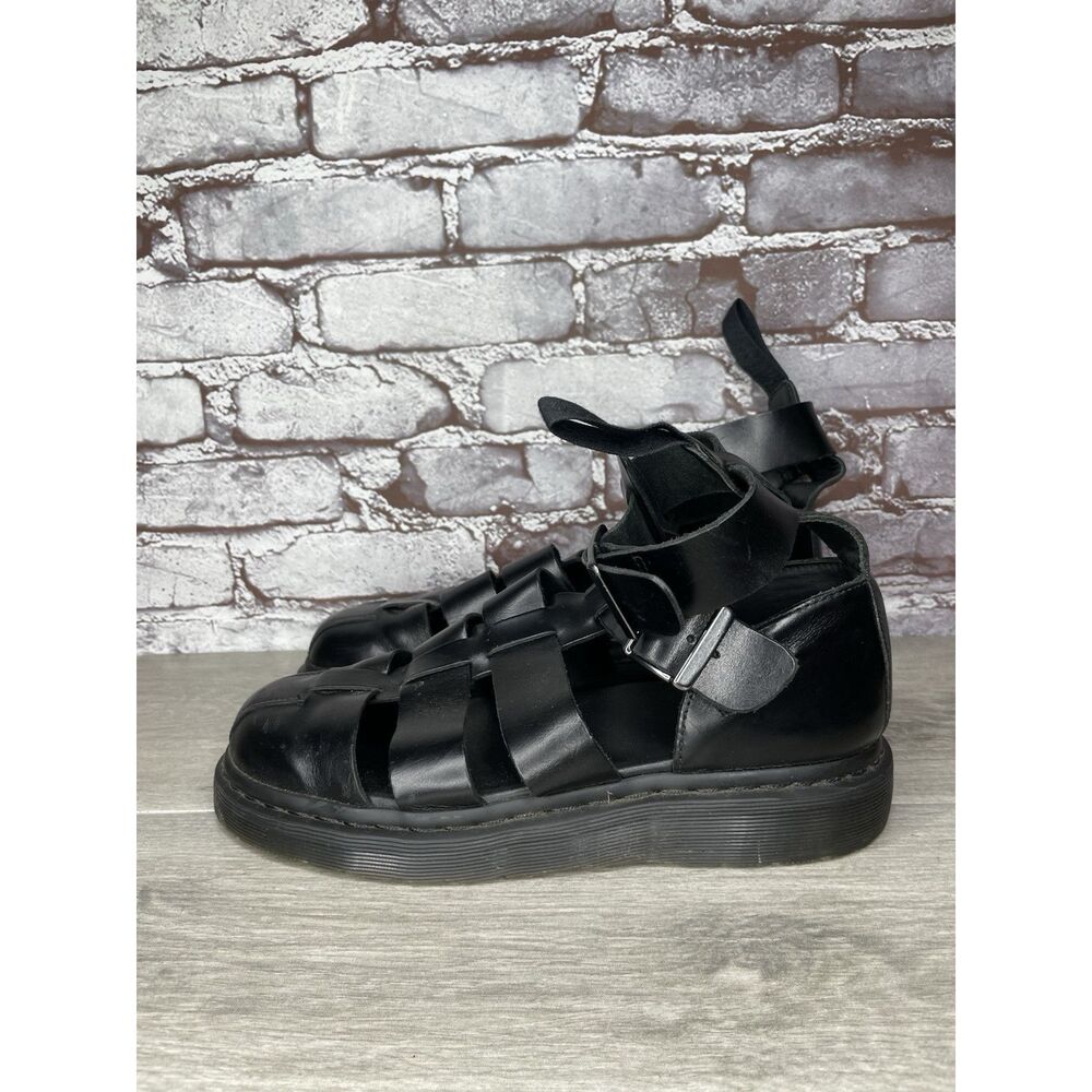 Dr. Martens Geraldo Black Leather Strap Gladiator Wedge Sandals Men’s 9M US/42EU